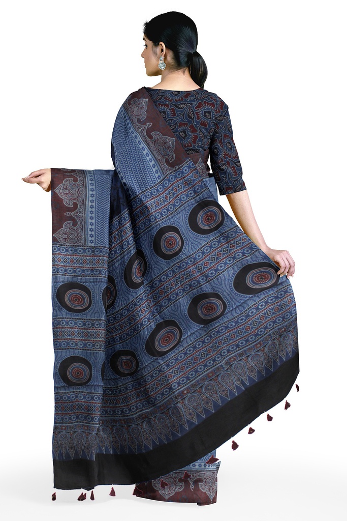 Hand Block Print Modal Silk Saree