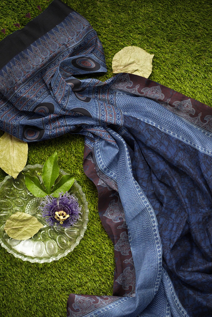 Hand Block Print Modal Silk Saree
