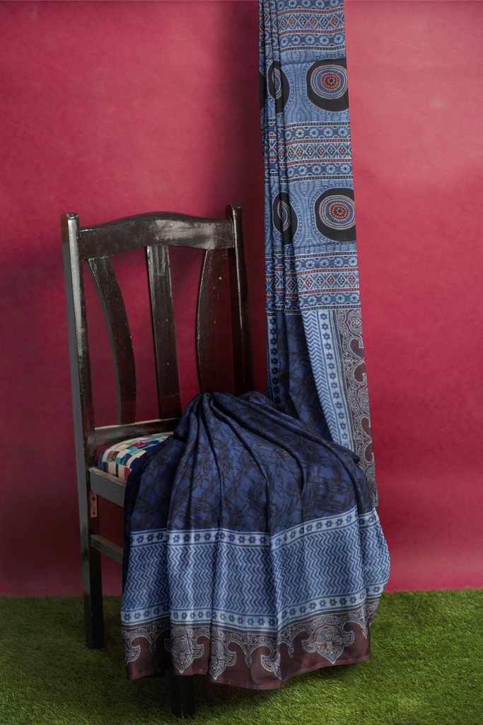 Hand Block Print Modal Silk Saree