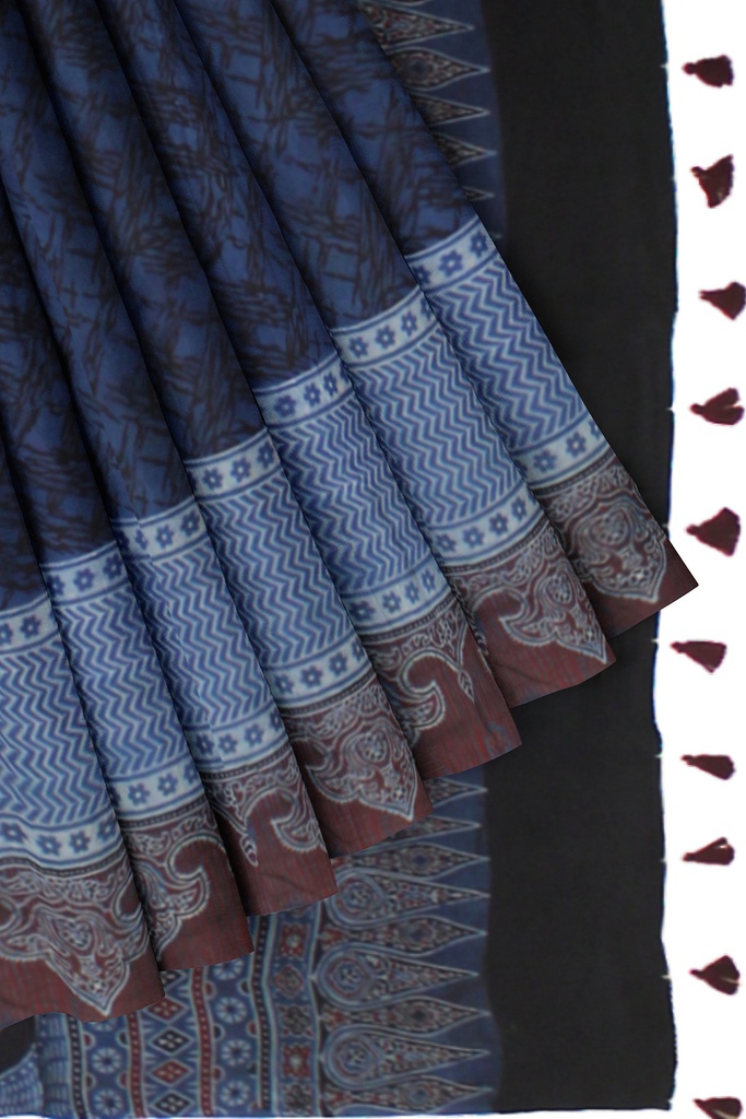 Hand Block Print Modal Silk Saree