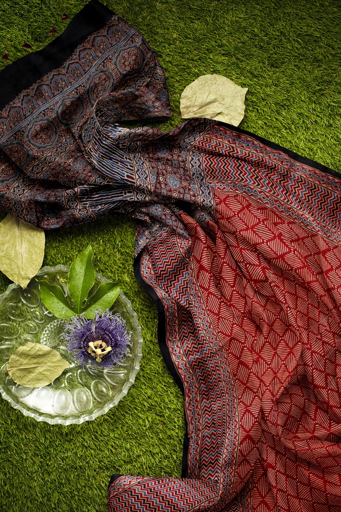 Hand Block Print Modal Silk Saree