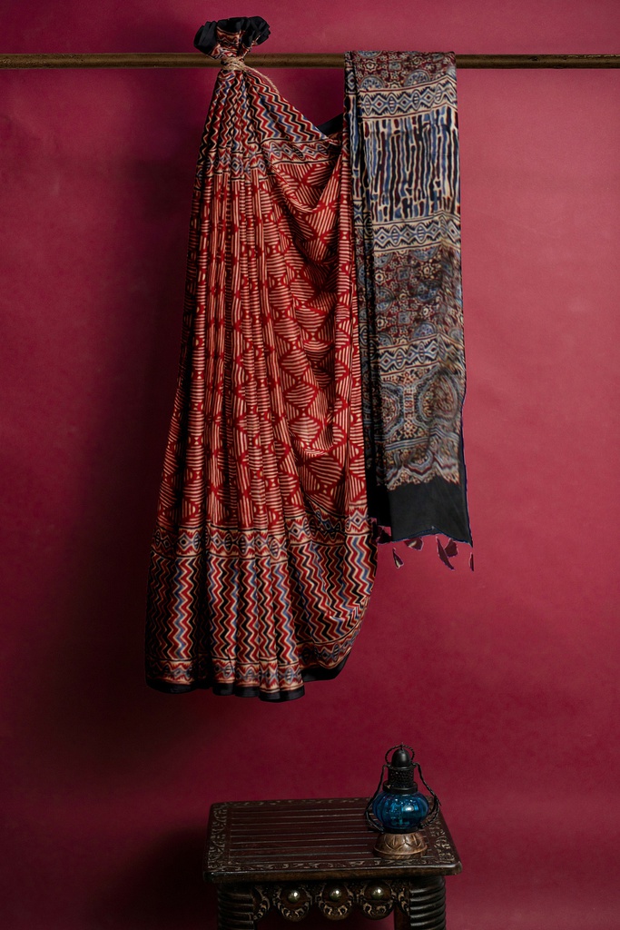 Hand Block Print Modal Silk Saree