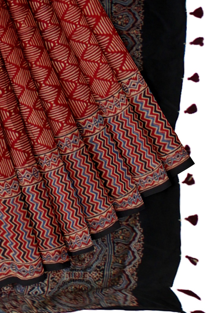 Hand Block Print Modal Silk Saree