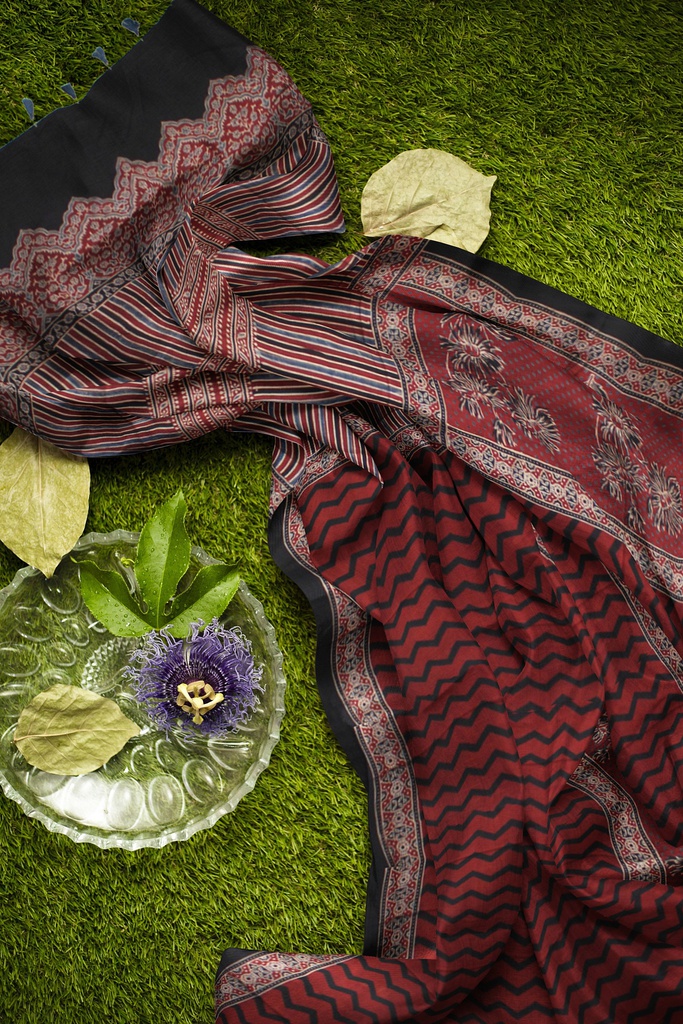 Hand Block Print Modal Silk Saree