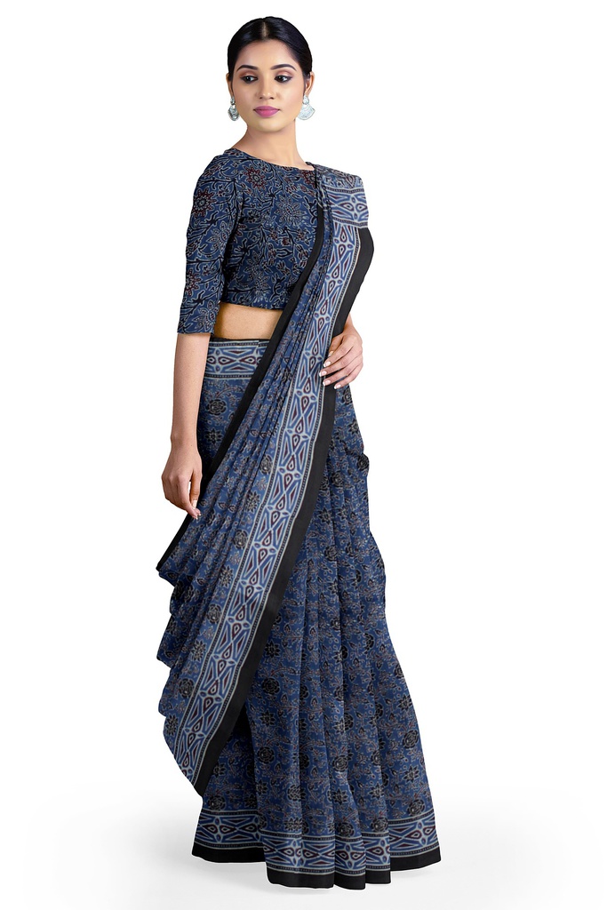 Hand Block Print Modal Silk Saree
