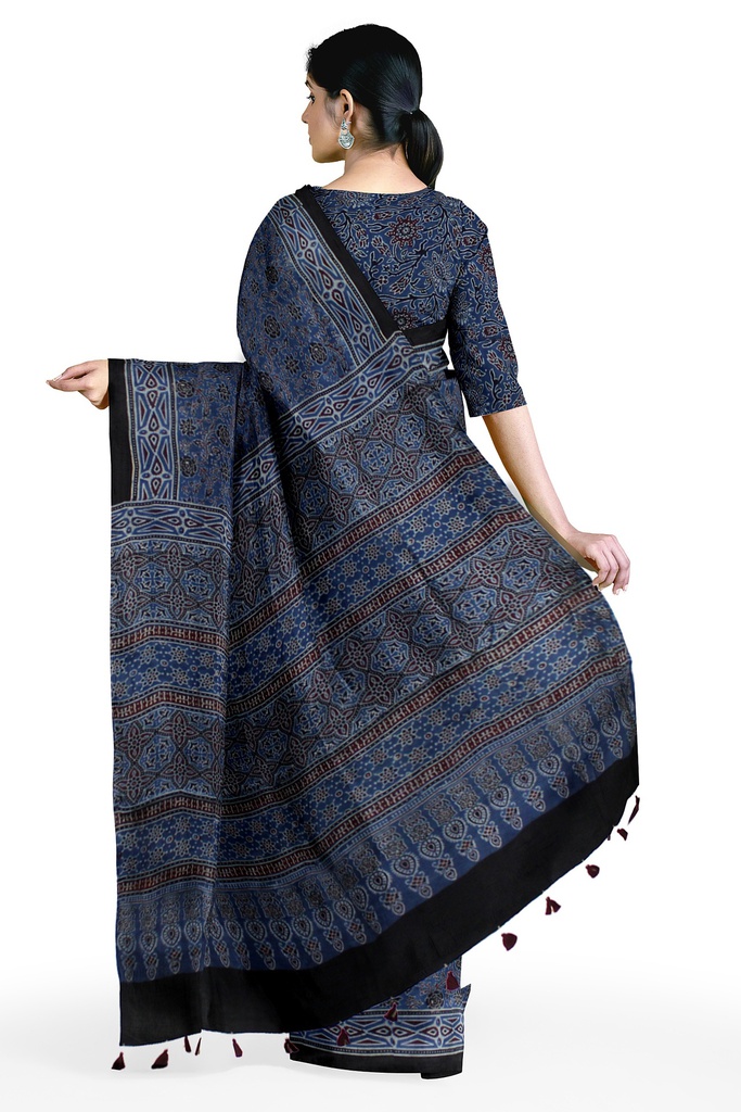 Hand Block Print Modal Silk Saree