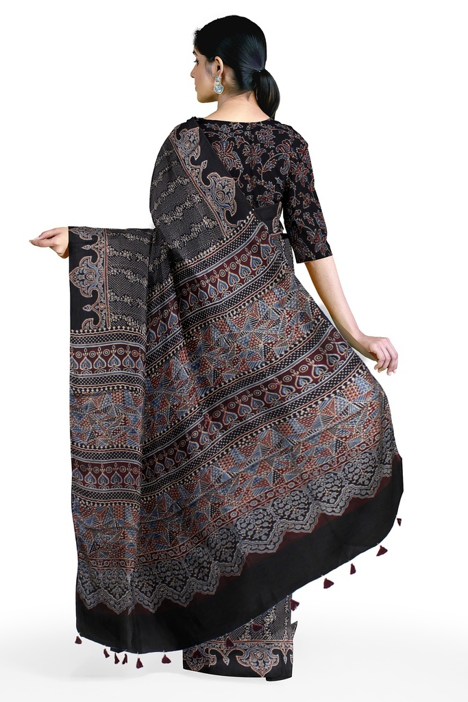 Hand Block Print Modal Silk Saree