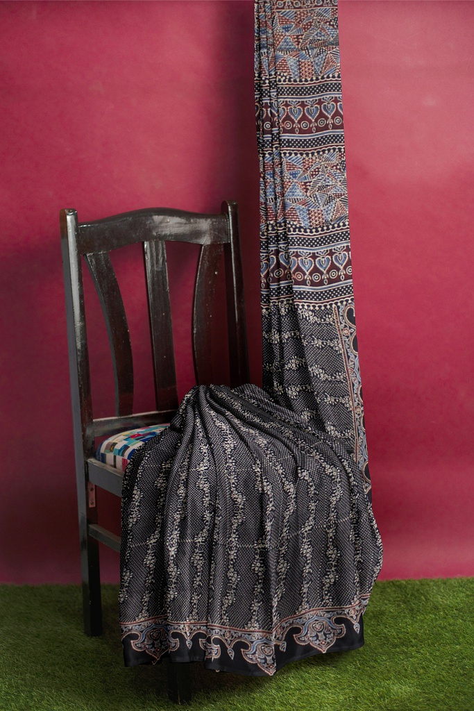 Hand Block Print Modal Silk Saree
