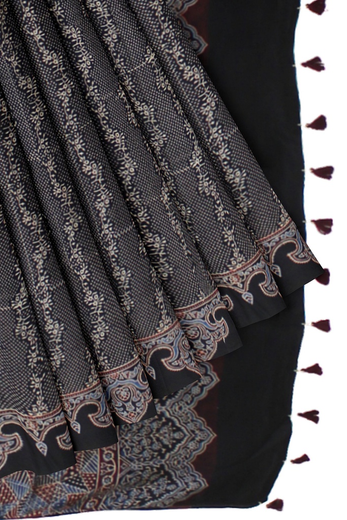 Hand Block Print Modal Silk Saree