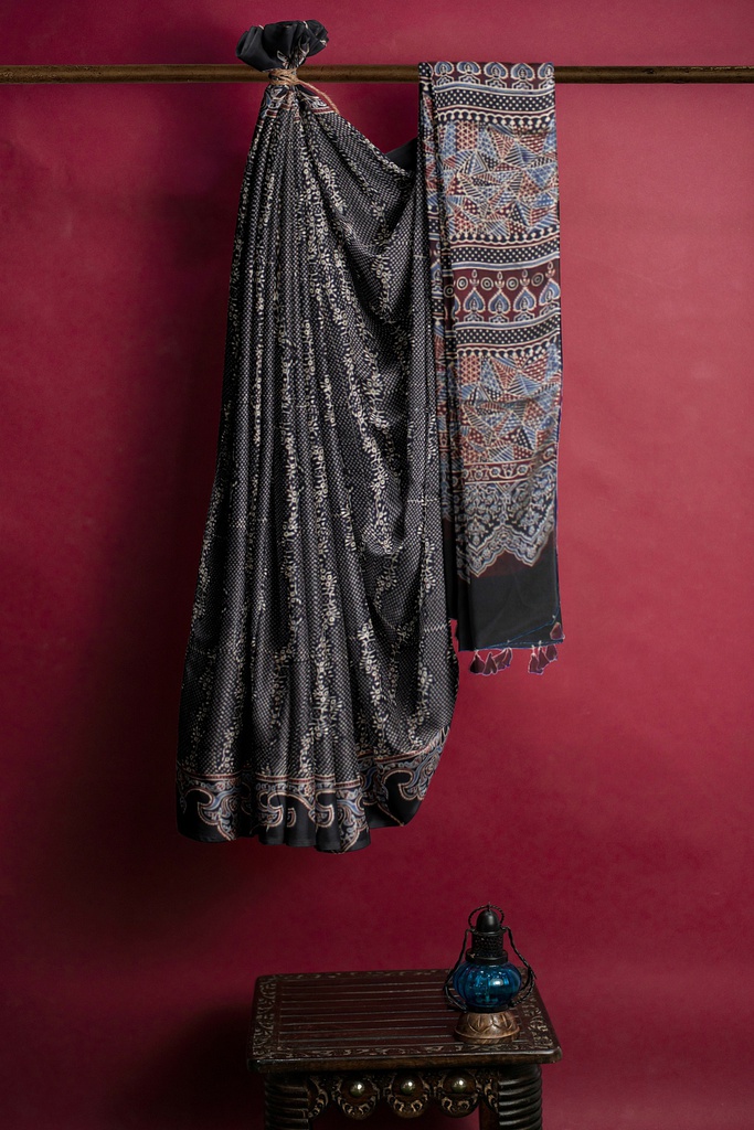 Hand Block Print Modal Silk Saree