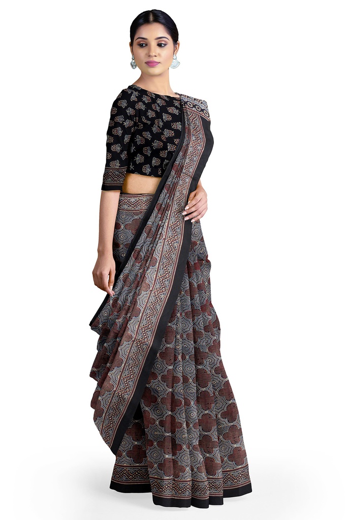 Hand Block Print Modal Silk Saree