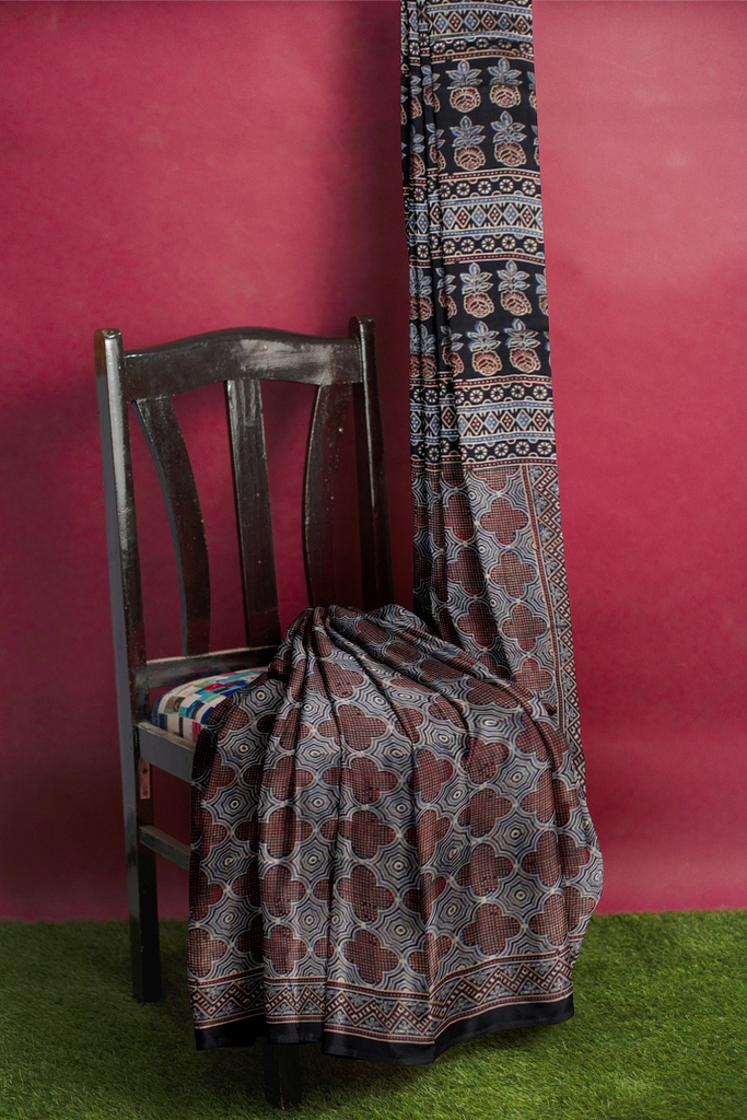 Hand Block Print Modal Silk Saree