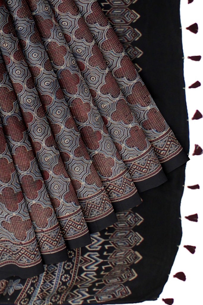 Hand Block Print Modal Silk Saree