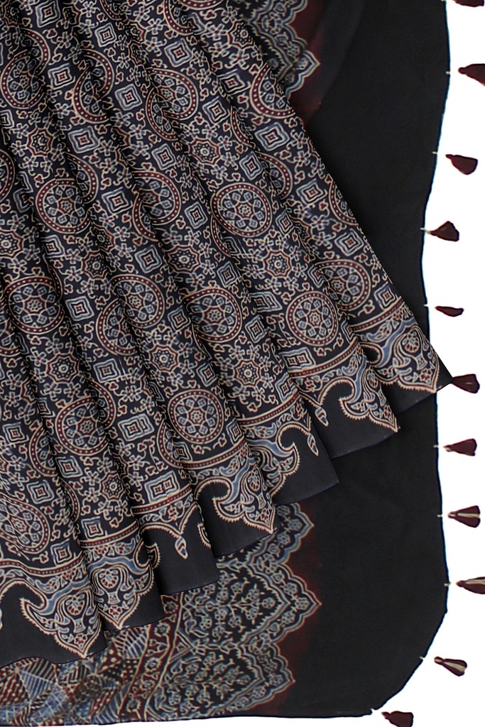 Hand Block Print Modal Silk Saree