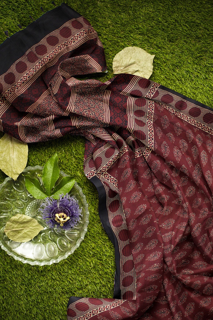 Hand Block Print Modal Silk Saree