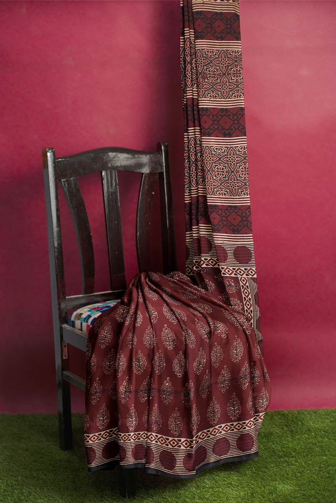 Hand Block Print Modal Silk Saree