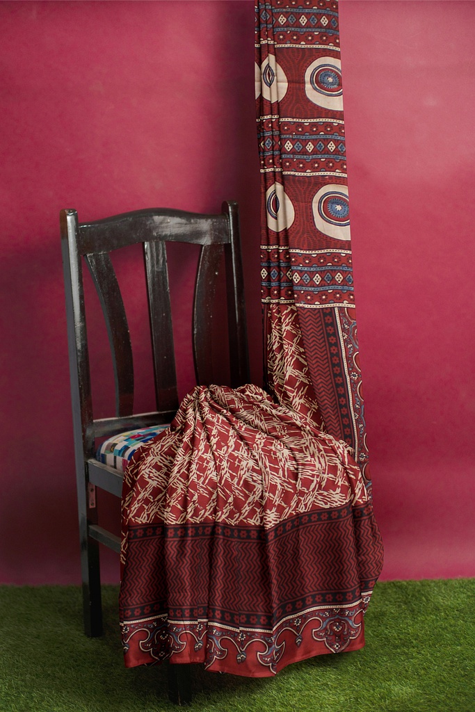 Hand Block Print Modal Silk Saree