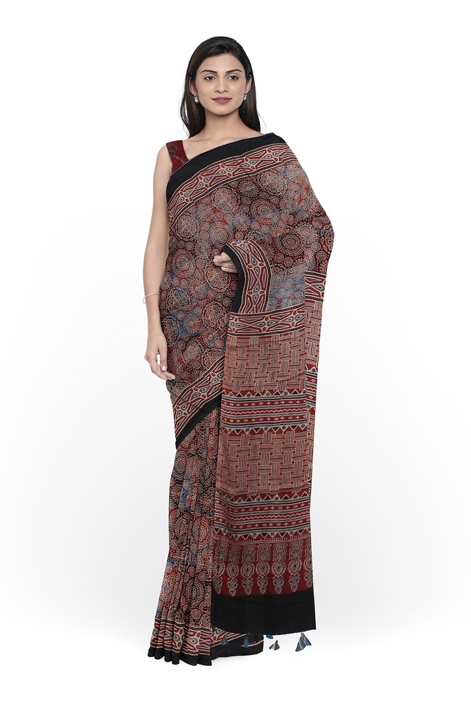 Hand Block Print Modal Silk Saree