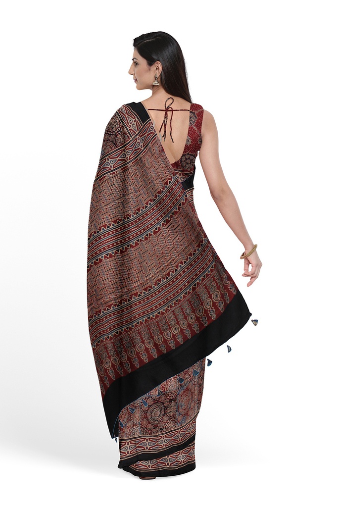 Hand Block Print Modal Silk Saree