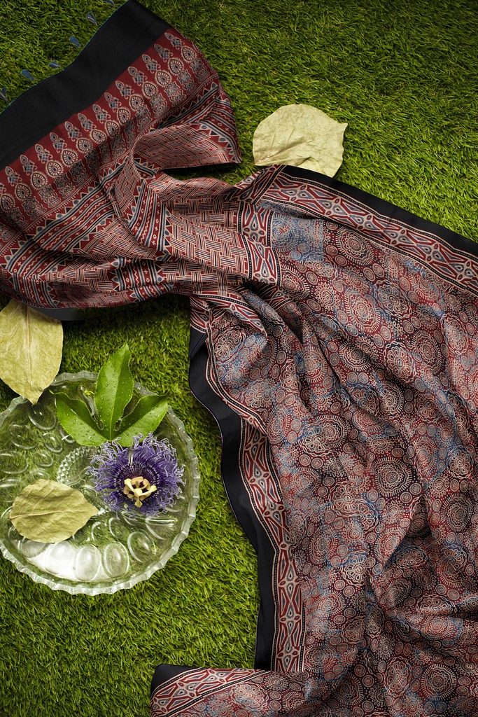 Hand Block Print Modal Silk Saree