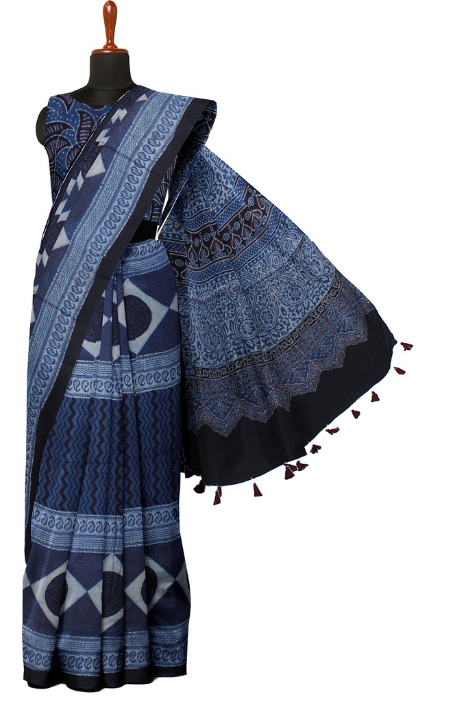 Hand Block Print Modal Silk Saree