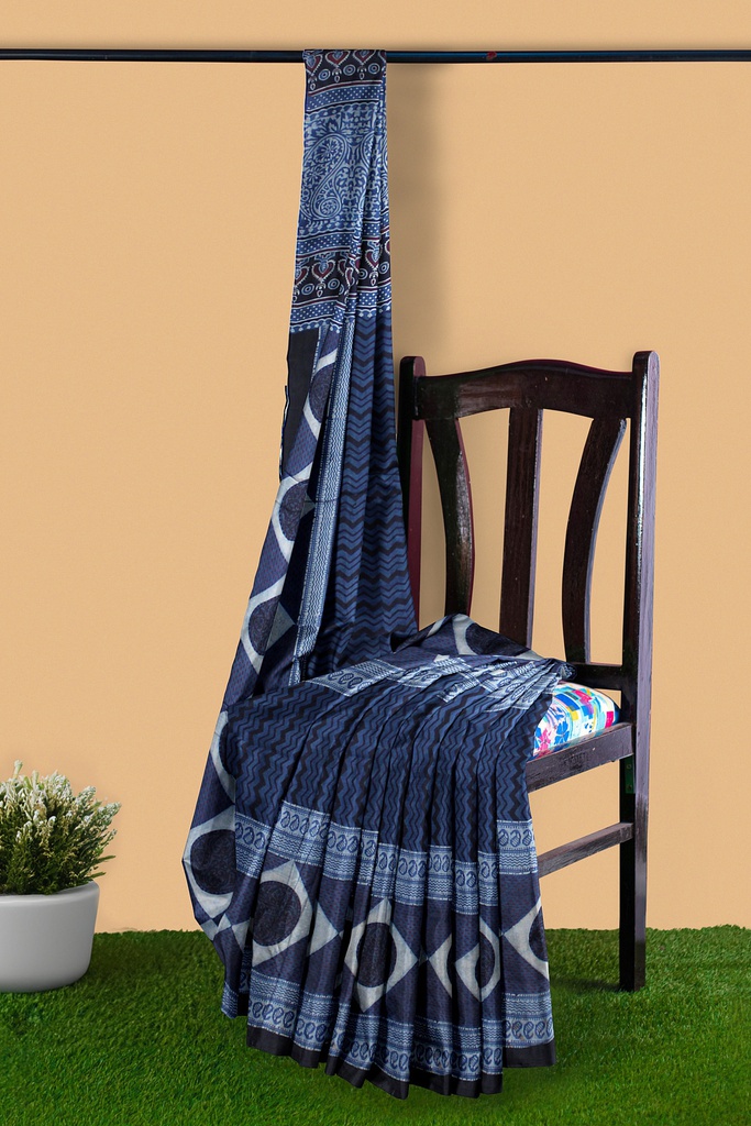 Hand Block Print Modal Silk Saree