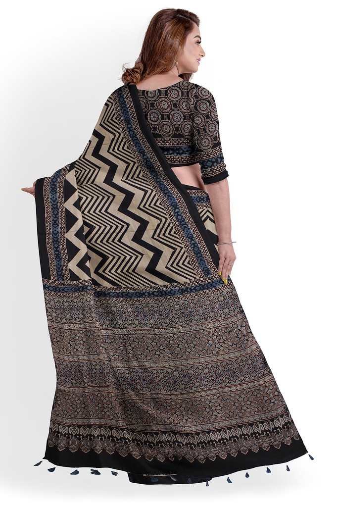 Hand Block Print Modal Silk Saree