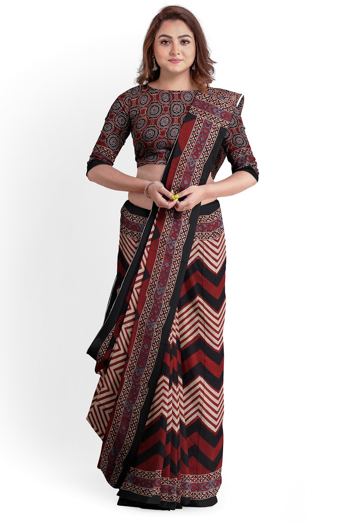 Hand Block Print Modal Silk Saree