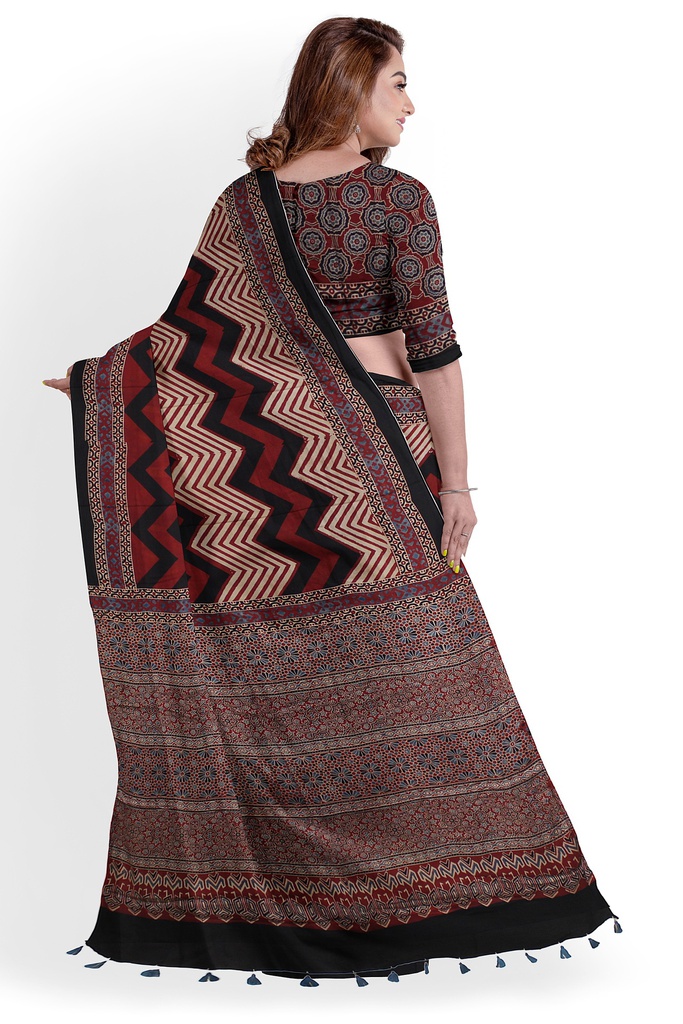 Hand Block Print Modal Silk Saree