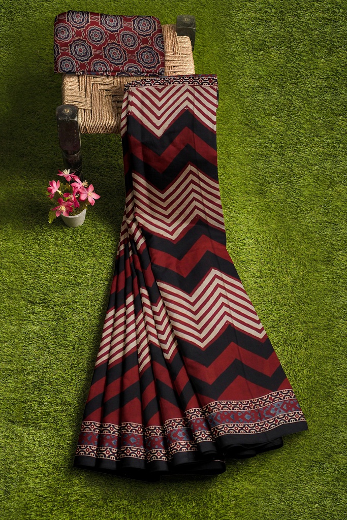 Hand Block Print Modal Silk Saree