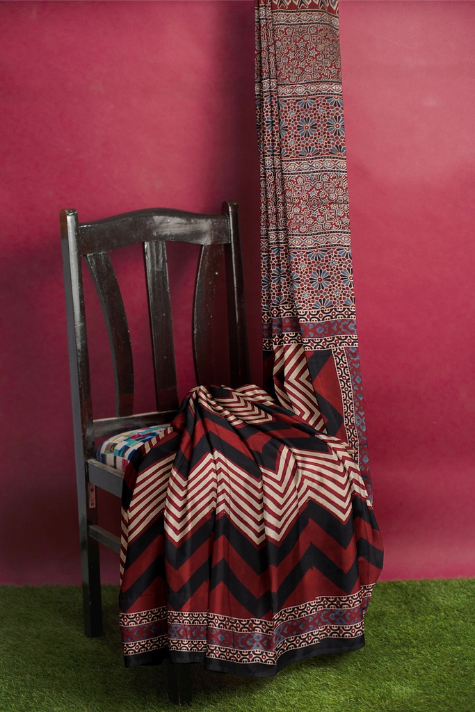 Hand Block Print Modal Silk Saree