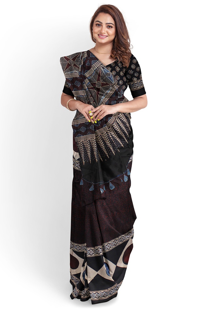 Hand Block Print Modal Silk Saree