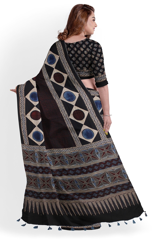 Hand Block Print Modal Silk Saree