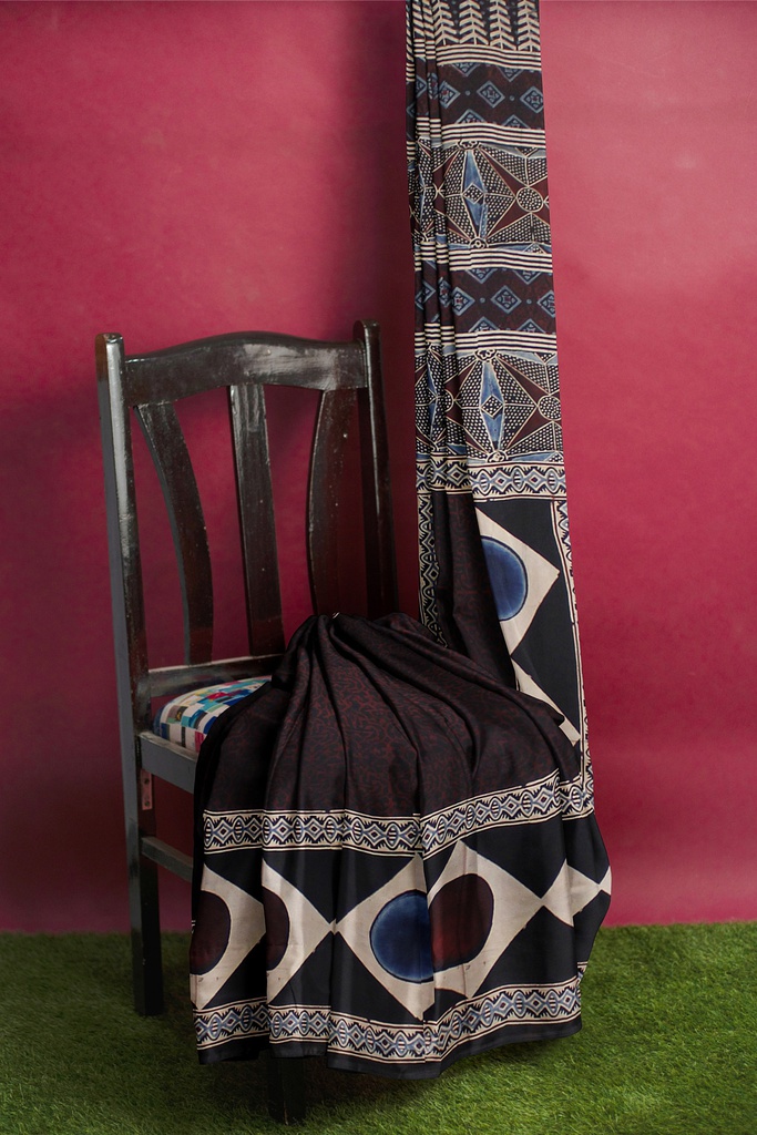 Hand Block Print Modal Silk Saree