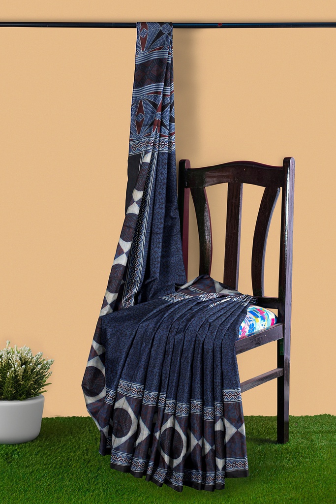 Hand Block Print Modal Silk Saree