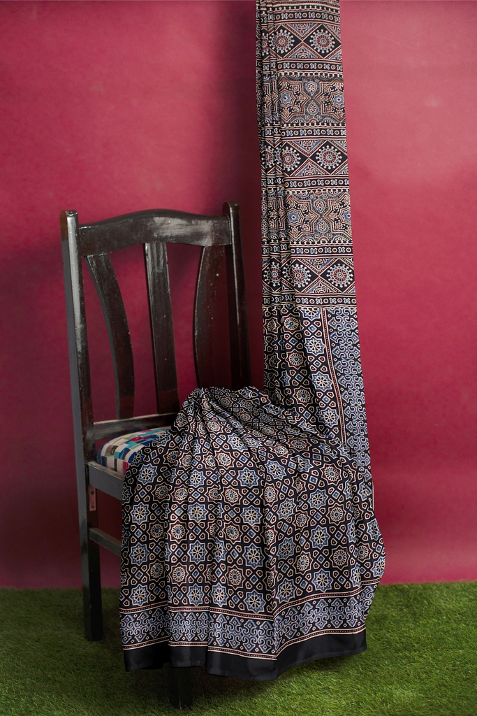 Hand Block Print Modal Silk Saree
