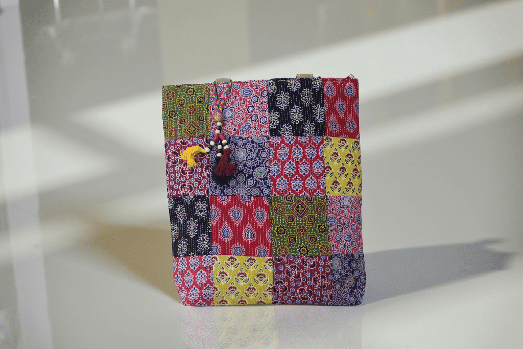 Handcrafted Ajrakh Patchwork Tote Bag