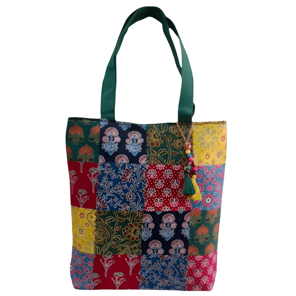 Handcrafted Ajrakh Patchwork Tote Bag