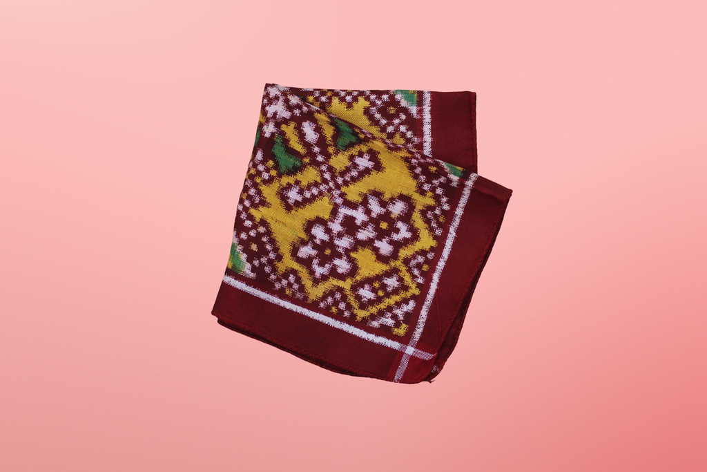 Handloom Double Ikat Patola Pocket Square