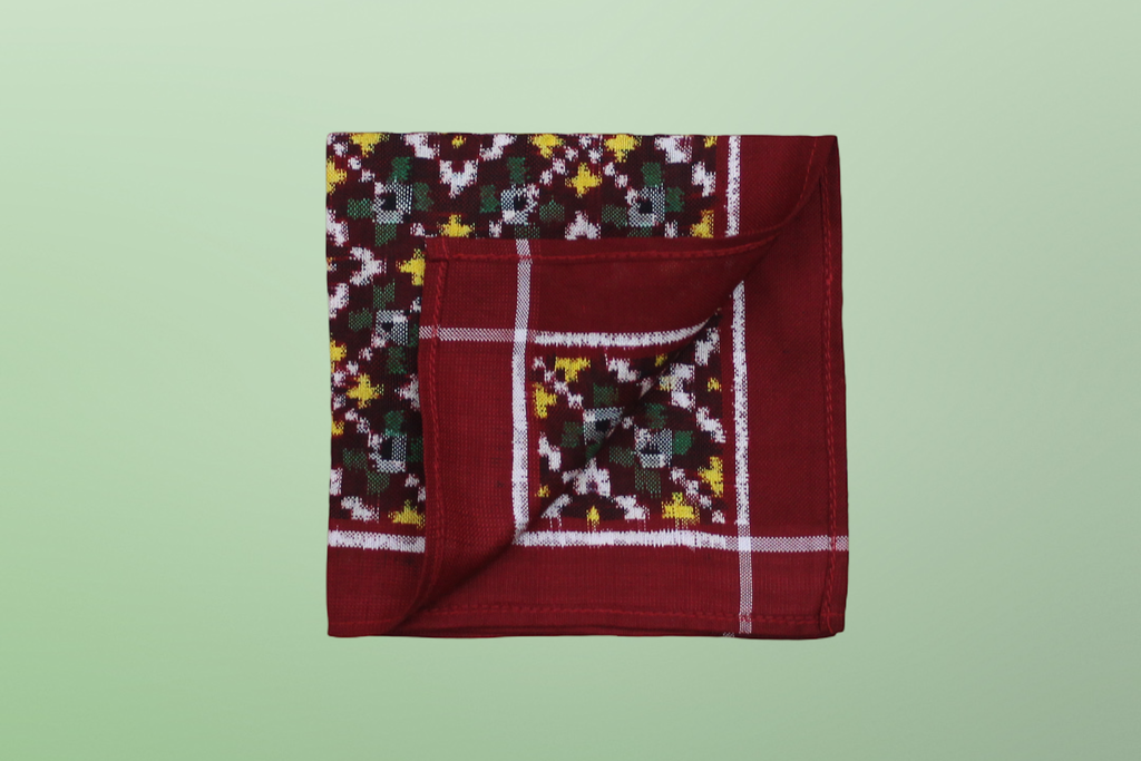 Handloom Double Ikat Patola Pocket Square
