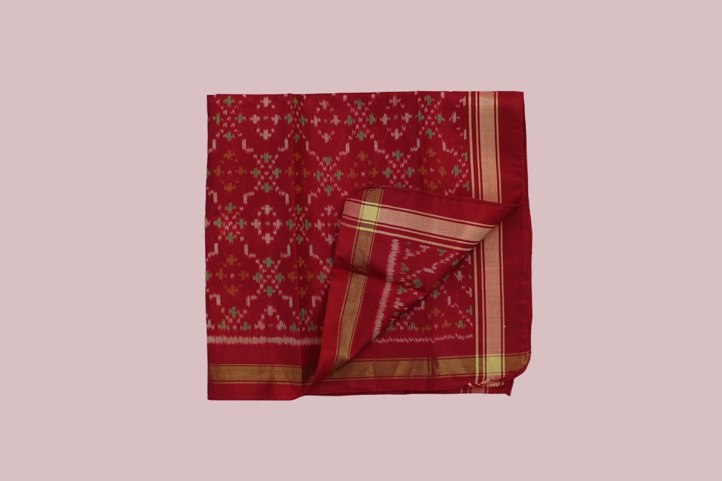 Handloom Single Ikat Patola Pocket Square