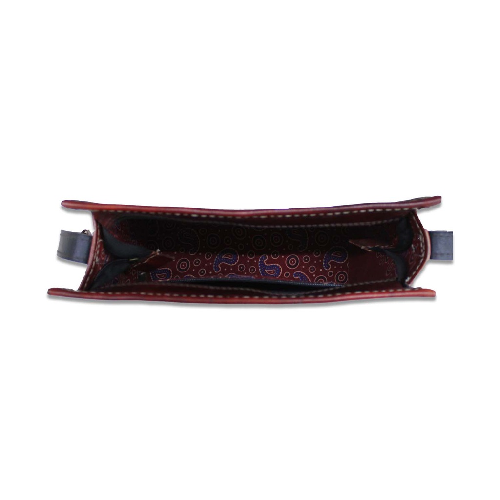 Handstitched Leather Bag with Thread Work