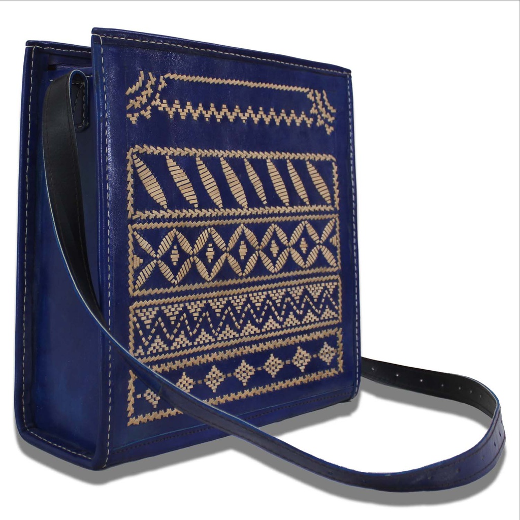 Handstitched Leather Bag with Thread Work