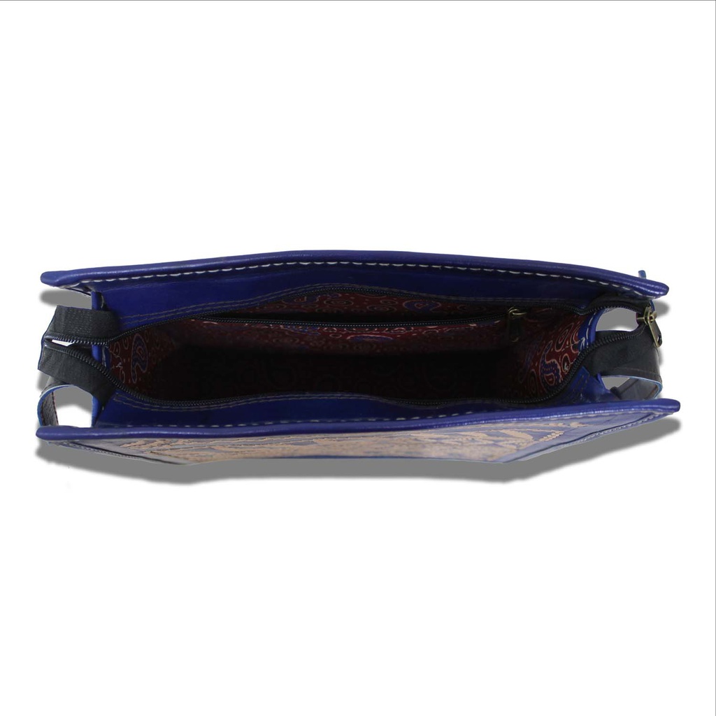 Handstitched Leather Bag with Thread Work