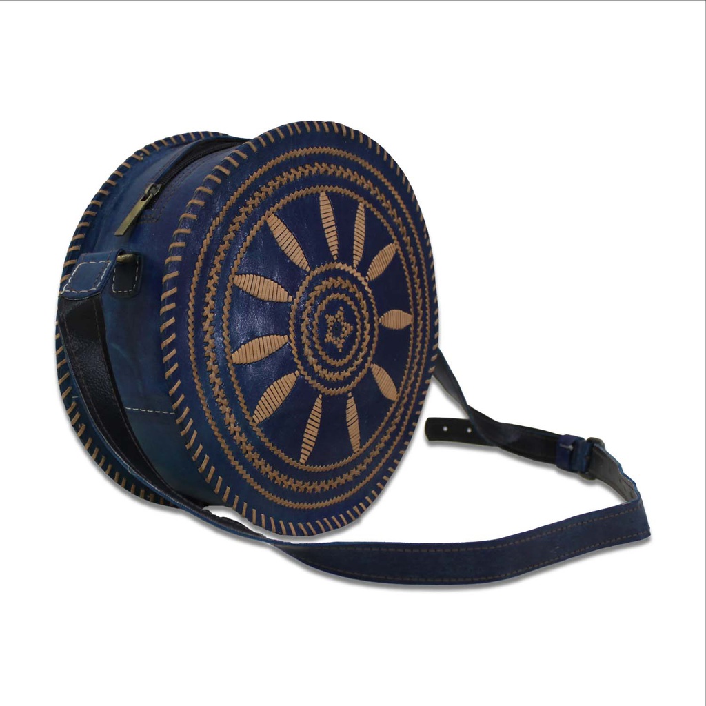 Handstitched Leather Bag with Thread Work