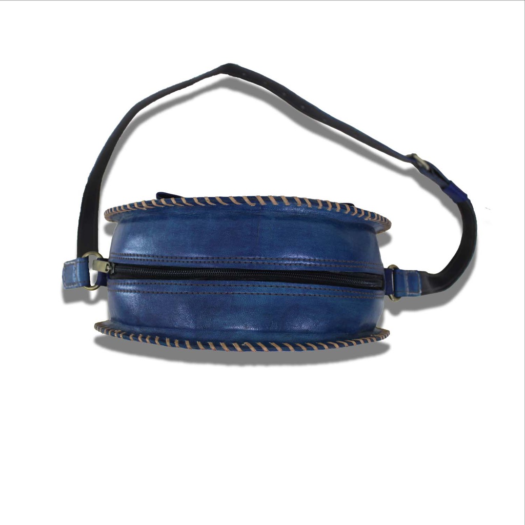 Handstitched Leather Bag with Thread Work