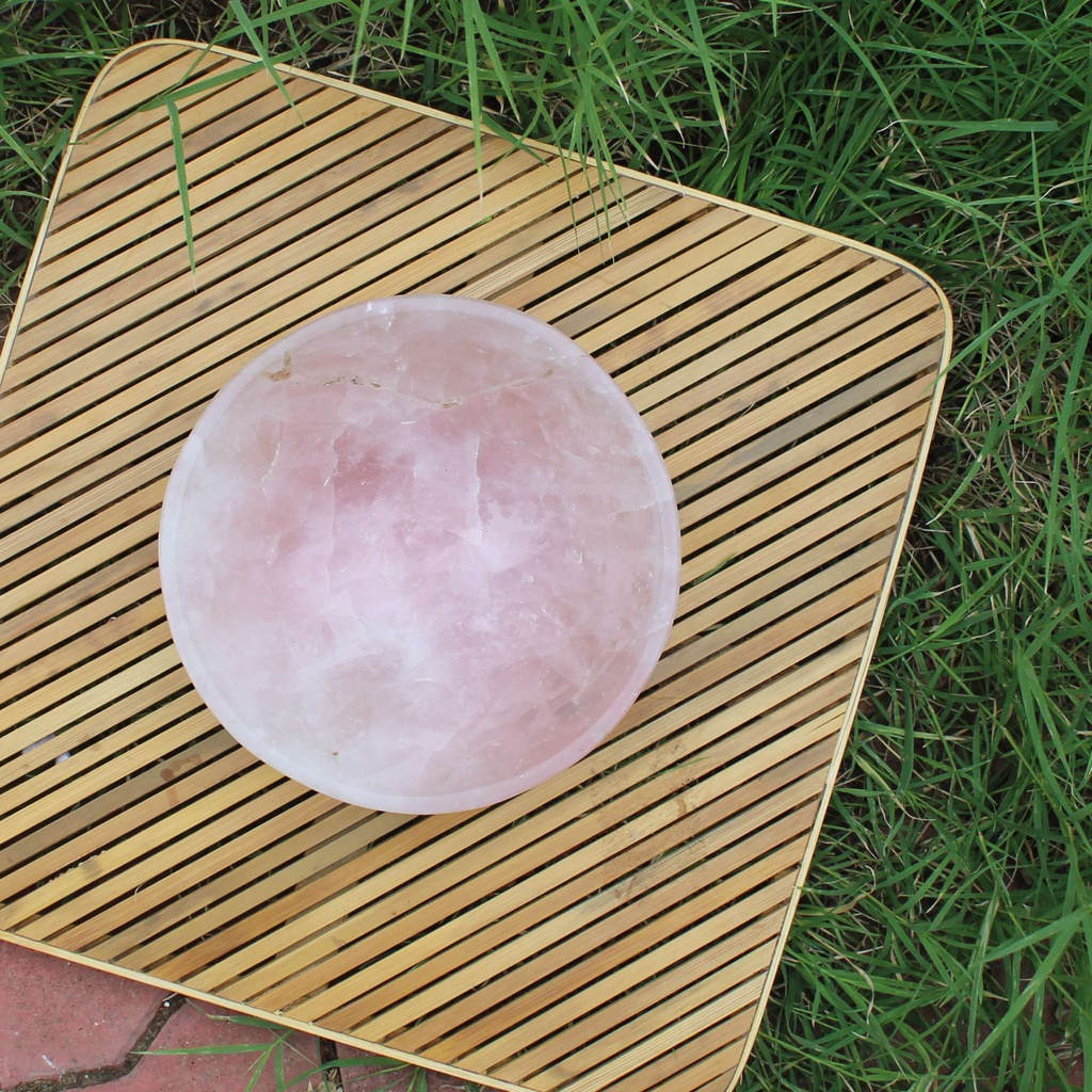 Handcrafted Natural Rose Quartz Crystal Bowl