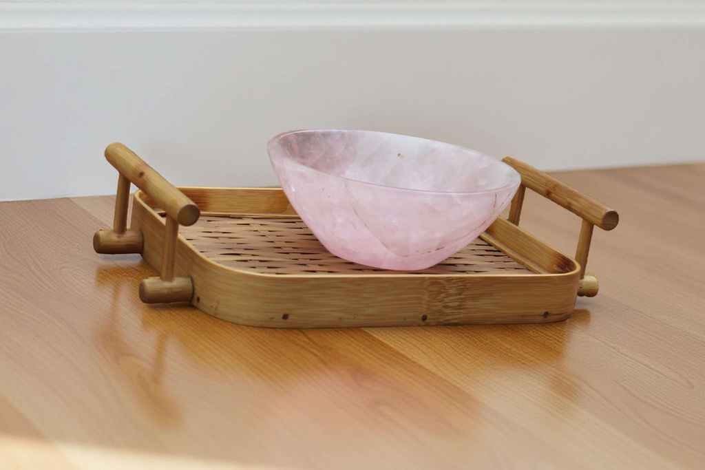 Handcrafted Natural Rose Quartz Crystal Bowl