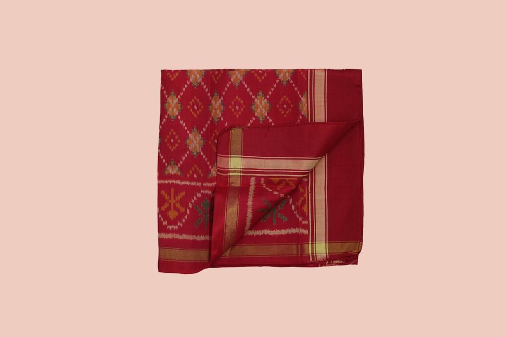 Handloom Single Ikat Patola Pocket Square