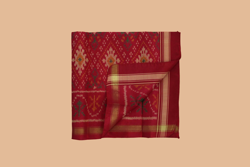 Handloom Single Ikat Patola Pocket Square